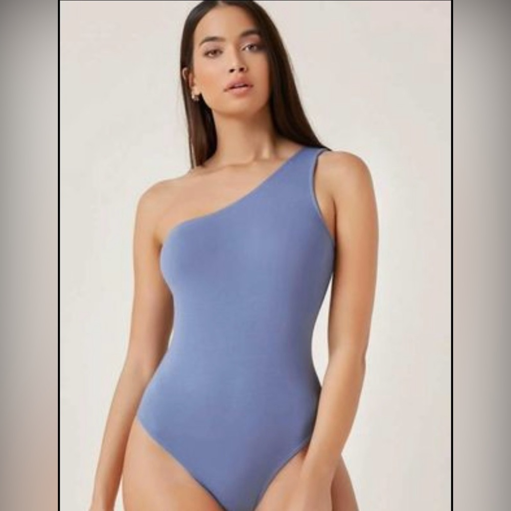 one shoulder solid bodysuit